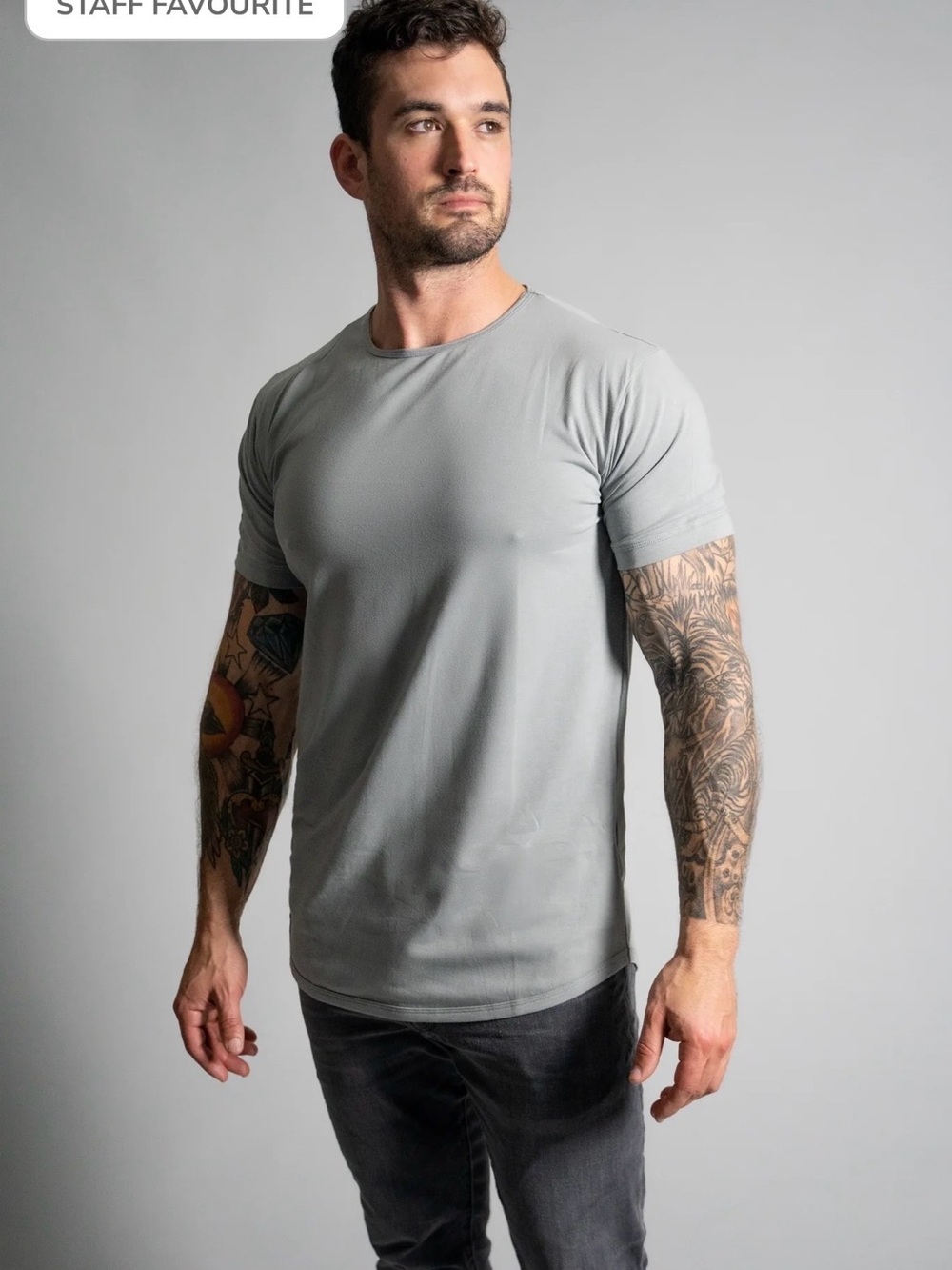 Cuts Clothing Men's Crew Neck Short Sleeve Tee in Granite color